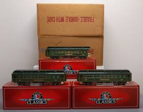 6-13403 Lionel Standard Gauge 3-car Tinplate Green State Passenger Set Ex/box 6-13403 Lionel Standard Gauge 3-car Tinplate Green State Passenger Set Ex/box