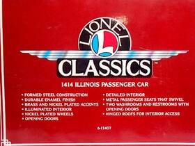 6-13407 Lionel Standard Gauge Illinois Passenger Car #1414 Nib