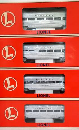 6-19176-6-19179 Lionel O Ga Santa Fe Inch Sunfliner Aluminum Pass. Cars #6-19176-19179 Ln 6-19176-6-19179 Lionel O Ga Santa Fe Inch Sunfliner Aluminum Pass. Cars #6-19176-19179 Ln