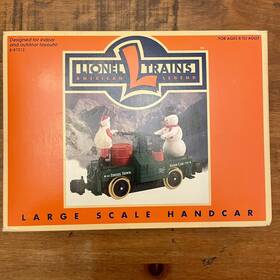 8-87212 Lionel O-27 Tinsel Town Handcar With Santa And Snowman New In Box