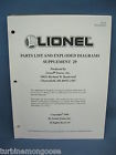 610-0029-001 Lionel Parts 29 Lists Supplement Exploded Oem Diagrams