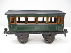 X8073 M Rklin 18721 Marklin Coach 4 Whl Green Litho Spur/1 Gauge Prewar Germany