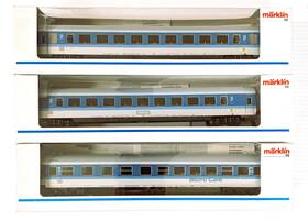 M Rklin 4327-4384 Marklin Ho 4327 4384 Set Of 3 Blue Passenger Cars - Nos Free Shipping