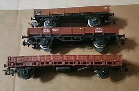 464637 M Rklin Marklin Ho Train Brown/red Flat Car Metal Chassisft Lot Of 3 Different Sizes