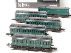 87506 M Rklin Marklin Z-scale Sncb Belgian Rr Old Era 3 Axle 5 Car Set Close Couplers