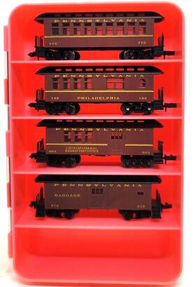 8500-2 Mdc Roundhouse N 34ft Overton Prr 4-car Pass Set Rapido Cplrs Mtl Whls