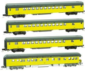 99401240 Micro-trains 695140070688 Z Scale Chicago And North Western 83ft Passenger Cars 4 Pack