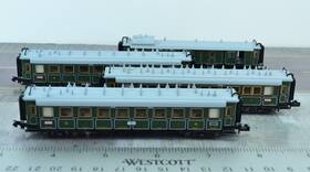 0235 Minitrix 4x K.bay.sts.b. Bavarian Passenger Cars N Scale 0235 Minitrix 4x K.bay.sts.b. Bavarian Passenger Cars N Scale