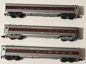 4891-4893 Minitrix / Aurora Pennsylvania Railroad Prr 79ft Passenger Cars Silver N Scale