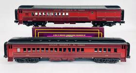 20-4156 Mth Gulf Mobile And Ohio 70ft Madison Combine Diner 2 Car Passenger Set Ln