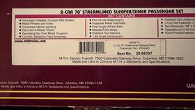 20-66157 Mth L/n Santa Fe 2 Car 70 Streamlined Sleeper/ Diner P Set- Ribbed #
