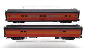 20-69121 Mth O Sp 70ft Streamlined Baggage/coach Ribbed Passenger Set Of 2