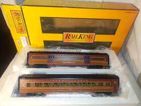 30-2709p Mth Rail King 60ft Pennsylvania 2 Car Baggage And Passenger Set