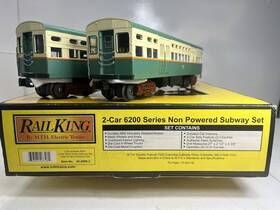 30-2889-3 Mth Rail King O Scale Cta With Green Roof 2 Car 6200 Series Nonpowered Subway Set