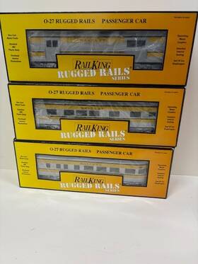 30-4186 Mth Railking Santa Fe Rugged Rails 0-027 Streamlined 3 Car Passenger Set