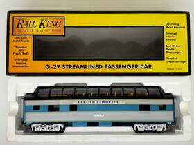 30-6143 Mth O Rail King Streamlined Full-length Vista Dome Car #30-6143 Emd 2747 Light