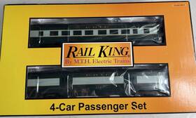 30-674584 Mth Rail King Erie O Gauge Railking 4-car 60ft Streamlined Passenger Set30-67584 Nib 30-674584 Mth Rail King Erie O Gauge Railking 4-car 60ft Streamlined Passenger Set30-67584 Nib