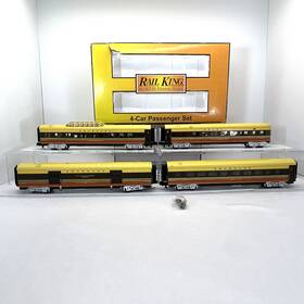 30-68008 Mth Railking Seaboard 4-car 60 Streamlined Passenger Set Used O Gauge