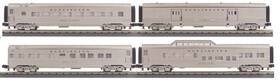 30-68225 Mth Railking Burlington O Gauge 4-car 60ft Streamlined Passenger Set New