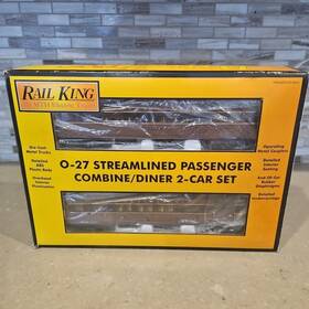 60-6106 Mth Rail King O-27 Pennsylvania Streamlined Passenger Combine/diner 2-car Set 306106