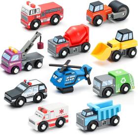 10-vehicle Nobrand Wooden Train Set Accessories Toy Cars 10 Pcs Gift For Kids 3