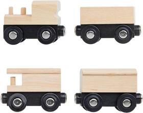 Orb-ac-200 Orbrium 4 Assorted Unpainted Train Cars For Wooden Railway Compatible With Thomas