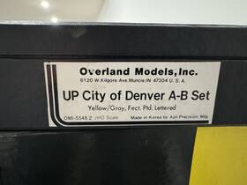 Omi-5548.2 Overland Models Inc. City Of Denver Union Pacific A-b Set Ho Yellow Gray