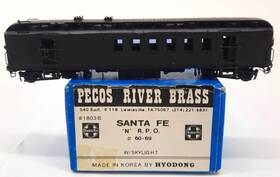 1803b Pecos River Brass N Scale Santa Fe Rpo Car Unpainted With Skylight