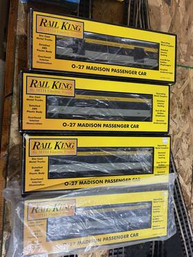 30-1920-0 Railking Inch C And O O-27 Madison Passenger Car Lighted 4 Set Sold Together