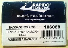 106068 Rapido Ho Scale Trains Baggage-express Pennsylvania Railroad Prr #9244