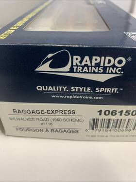 106150 Rapido 106242 Ho Baggage - Express Milwaukee Road 1950 Scheme # 1118 New/box