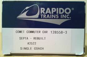 Rapido 128558-3 Ho Scale Trains Rebuilt Comet Commuter Car Septa #2522