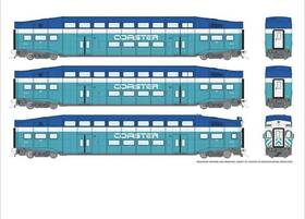 146031 Rapido Ho Bi-level Commuter Car Set - San Diego Coaster 3-pack