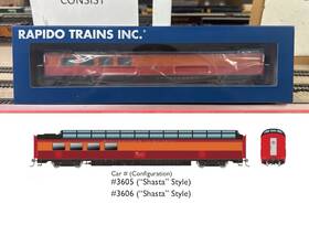 175002 Rapido Southern Pacific 3/4 Dome Lounge Daylight Fluted #3605 Inch Shasta Ho