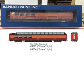 175003 Rapido Southern Pacific 3/4 Dome Lounge Daylight Fluted #3606 Inch Shasta Ho