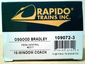 109072-3 Rapido Trains Ho Scale Osgood Bradley Coach Penn Central Pc #2217 109072-3 Rapido Trains Ho Scale Osgood Bradley Coach Penn Central Pc #2217