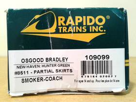 109099 Rapido Trains Ho Scale Osgood Bradley Smoker-coach New Haven Nh #8511