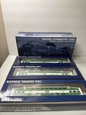 146004 Rapido Trains 146007 Ho Scale Go Transit Bilevel Commuter Coach Car 3pk Passenger Cars