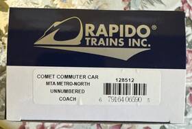 Rapido Trains Inc. #128512 Mta Metro-north Comet Commuter Car Coach Unumbered / Decals New