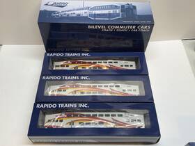 146048 Rapido Trains Inc. Ho Scale New Mexico Rail Runner Arizona Bilevel Commuter Set 3pk