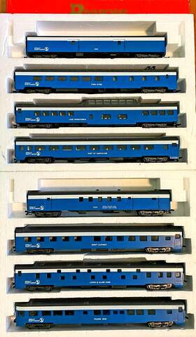 6978-6979 Rivarossi Ho 6978 A 6979 B Set 1930s Great Northern Blue Metal Wheels