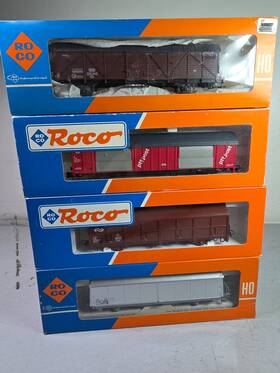 46337 Roco 4340d 4340e 46273 Set Of Four Freight Cars Nib
