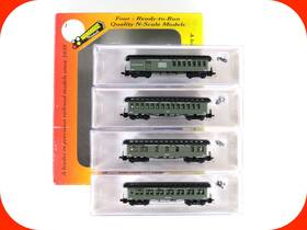 89416 Roundhouse N Scale Santa Fe Overland Passenger 4-set - Mtl Couplers