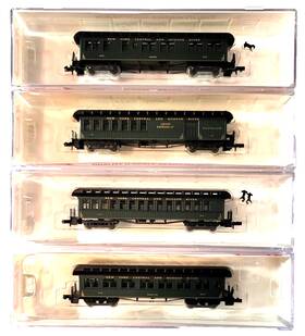 89418 Roundhouse N 50ft Overland Nyc&hr 4-car Set Rap Knuc Cplrs Mtl Whls #3
