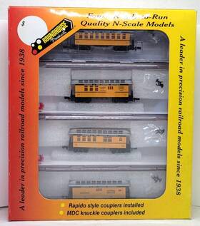 89444 Roundhouse N 34ft Overton D&rgw 4-car Pass Set Rapid Knuc With Mtl Whls #3