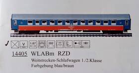 Sachsenmodelle 012274144058 Ho 14405 Russian Sleeping Car Type Wlabm Of The Rzd Ep. V