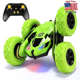 B07gwpvczk Threeking Rc Stunt Car Double-sided 360 Flip Remote Control Toy Green