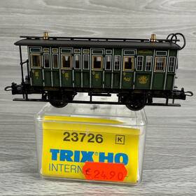 23726 Trix Ho Passenger Car K Bay Sts.b. Lighted W Germany Eu Green Train
