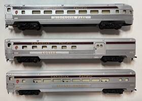 T520 Tyco Ho Scale Dual Lighted Aluminum Streamliners Set Of 3 Canadian Pacific