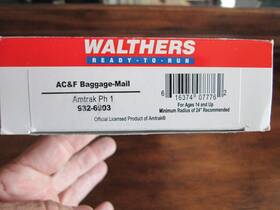 Walthers 616374077762 Ho Scale Walther Amtak Phase 1 Paint Baggage Mail